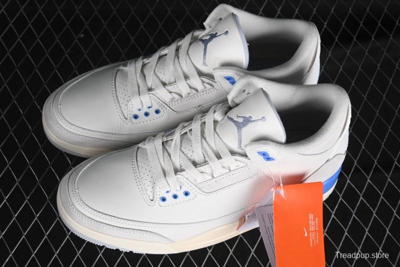 Nike Air Jordan 3 Retro "Lucky Shorts" Basketball Shoes with University Blue and White Colorway - CT8532-101