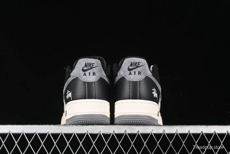Nike Air Force 1 '07 Low Stussy Collaboration - Black Grey Casual Sneakers - XZ3328-566
