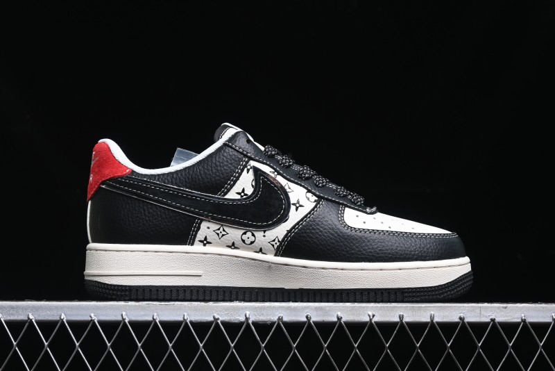 Nike Air Force 1 '07 Low Stussy Collaboration - Beige Black Pattern Red Outsole Low Top Casual Sneakers - XZ6188-339