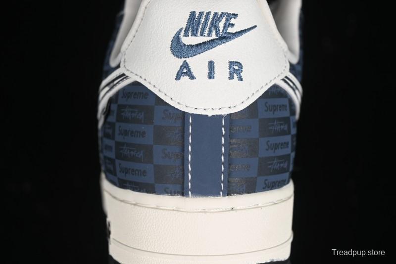 Nike Air Force 1 '07 Low Supreme Casual Sneakers in White-Blue Shadow - KK1988-009