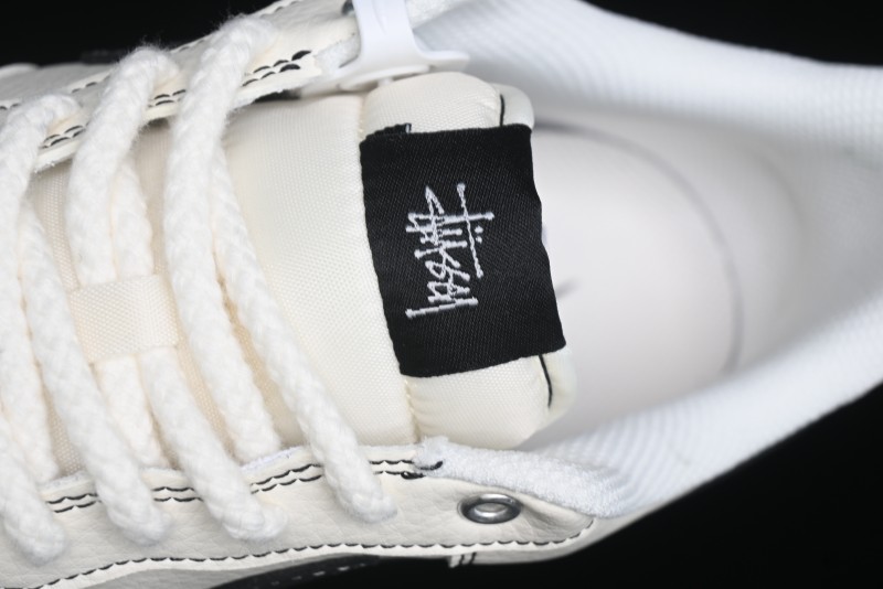 Nike Air Force 1 '07 Low Stussy Collaboration - White Black Swoosh Red Tab Low-Top Casual Sneakers - SJ6698-015