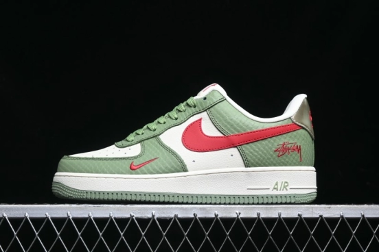 Nike Air Force 1 '07 Low Stussy Collaboration - Snake Green Low-Top Casual Sneakers - KK1988-028