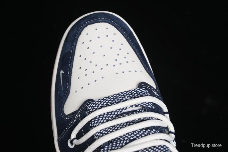 Nike Air Jordan 1 Low Stussy Collaboration - Blue Red Custom High-End Retro Basketball Shoes - SJ9950-049