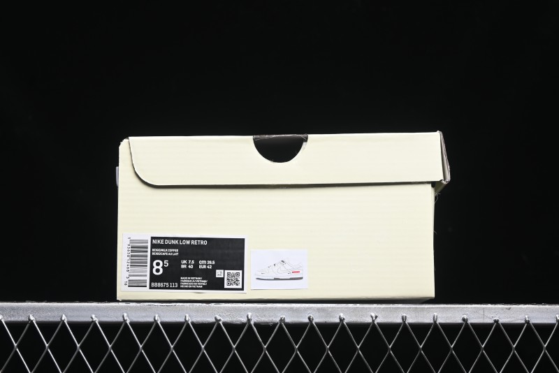 Nike SB Dunk Low Supreme Collaboration - White Brown Split Swoosh Anniversary High-End Custom Low-Top Casual Skate Shoes - BB8675-113