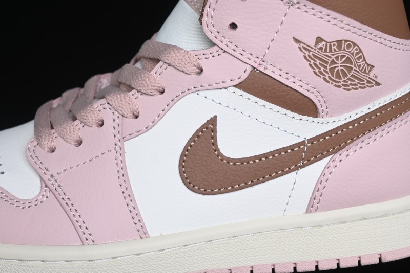 Nike Air Jordan 1 Mid AJ1 Basketball Shoes in Khaki Pink - BQ6472-620