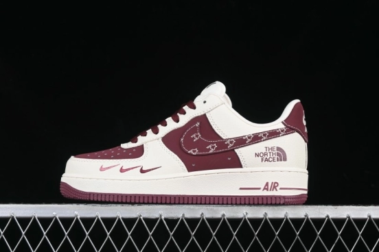 Nike Air Force 1 '07 Low The North Face Collaboration Burgundy Swoosh Casual Sneakers - KK1988-042