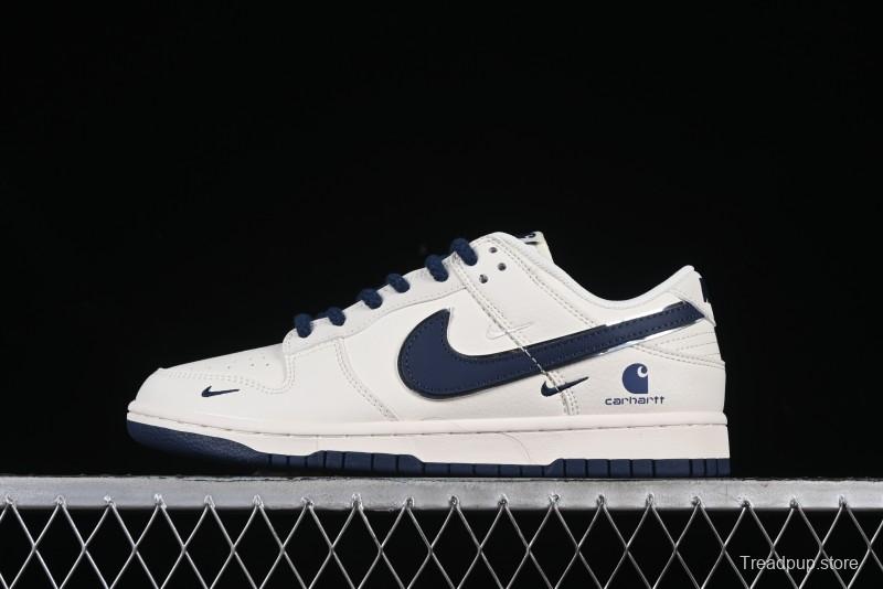 Nike SB Dunk Low Carhartt Collaboration Anniversary Premium Custom Sneakers with White and Blue Swoosh - SJ1089-008