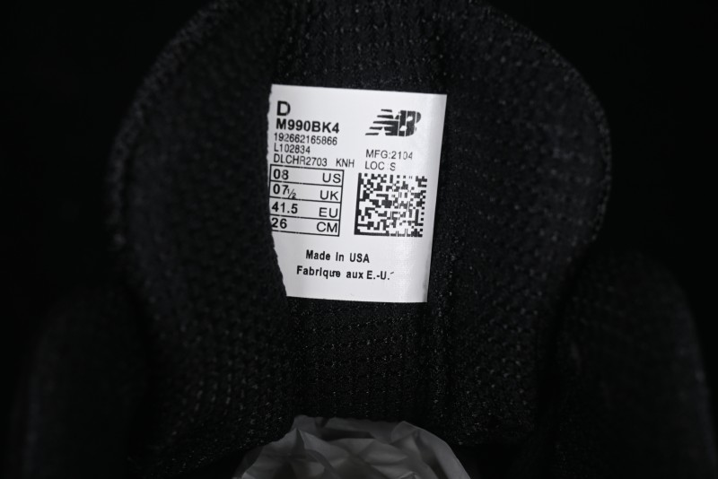 New Balance 990 Series Premium Retro Running Shoes with Carbon Fiber Midsole - M990BK4