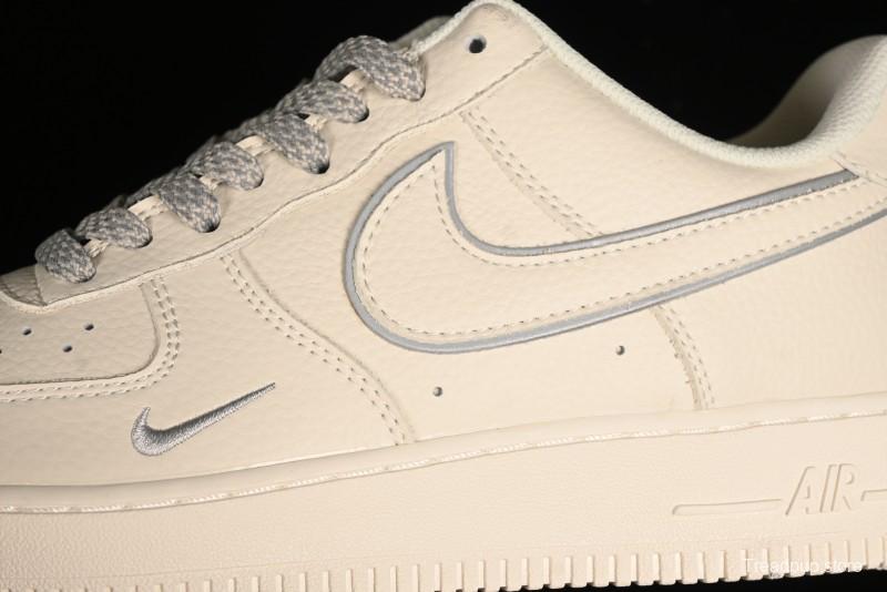 Nike Air Force 1 '07 Low Classic Grey Silver Swoosh Starry Sneakers - MJ0319-023