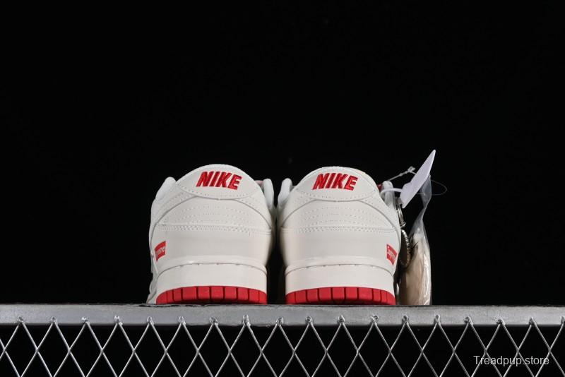 Supreme x Nike SB Dunk Low Anniversary Custom White Red Colorway Low-Top Casual Skate Shoes - BB8657-107