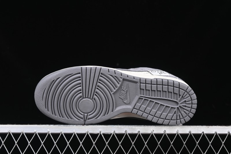 Nike SB Dunk Low Stussy Anniversary Edition Patchwork Grey Swoosh Customized Casual Skate Shoes - YX5066-221
