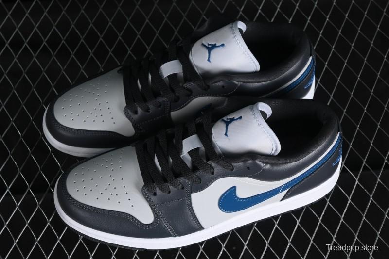Nike Air Jordan 1 Low AJ1 Black Grey Blue Hook Basketball Shoes - DC0774-040