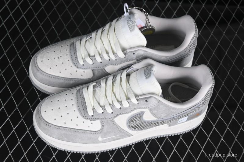 Nike Air Force 1'07 Low The North Face Collaboration Pig Grey Snake Print Low-Top Casual Sneakers - DF0188-027