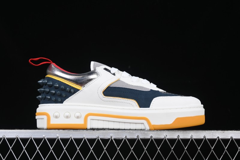 Christian Louboutin Funnyto Flat Comfortable Fashion Low-Top Sneakers in White Yellow Red - X.D4