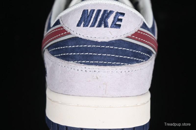 Nike SB Dunk Low Stussy Collaboration Black Burgundy Swoosh Anniversary Custom Low-Top Casual Skate Shoes - DM6868-022