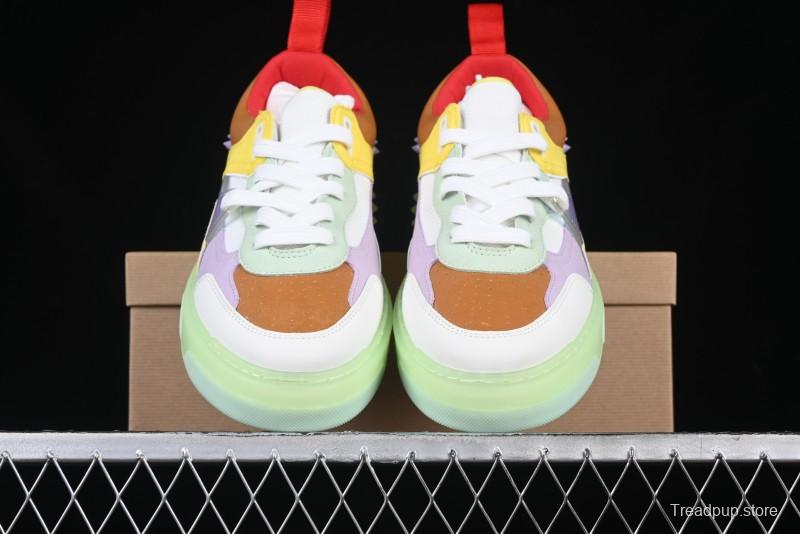Christian Louboutin Funnyto Flat French Luxury Brand Green Color Block Low Top Sneakers - X.D4