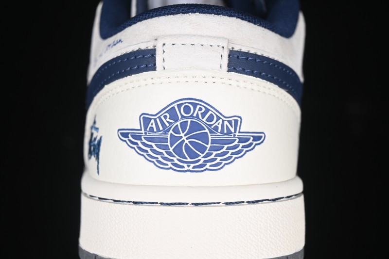 Nike Air Jordan 1 Low Stussy Collaboration - Light Grey Blue Hook Retro Basketball Shoes - SJ9950-046