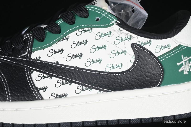 Nike Travis Scott x Fragment Design x Air Jordan 1 Low OG SP AJ1 Stussy Collaboration - Black Green - AG3702-805