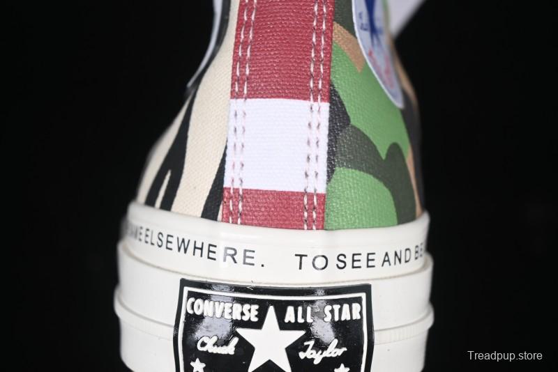 Converse x Brain Dead High Top Casual Sneakers with Mismatched Camouflage Design - A12219C