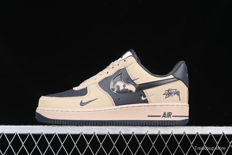Nike Air Force 1 '07 Low Stussy Collaboration Grey Fog Swoosh Low-Top Casual Sneakers - KK1988-033