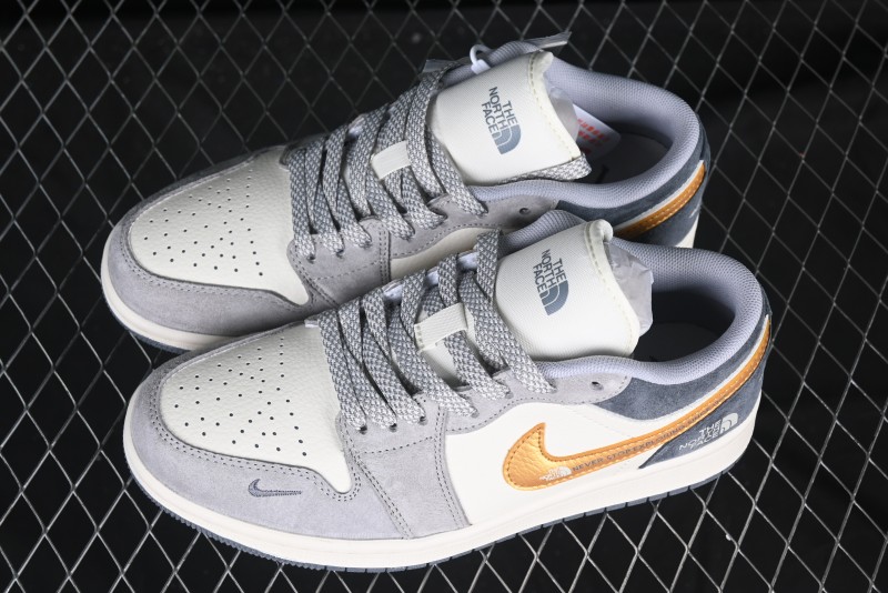 Nike Air Jordan 1 Low AJ1 The North Face Collaboration Pig Eight Gold Hook High-End Custom Retro Basketball Shoes - DM9188-015