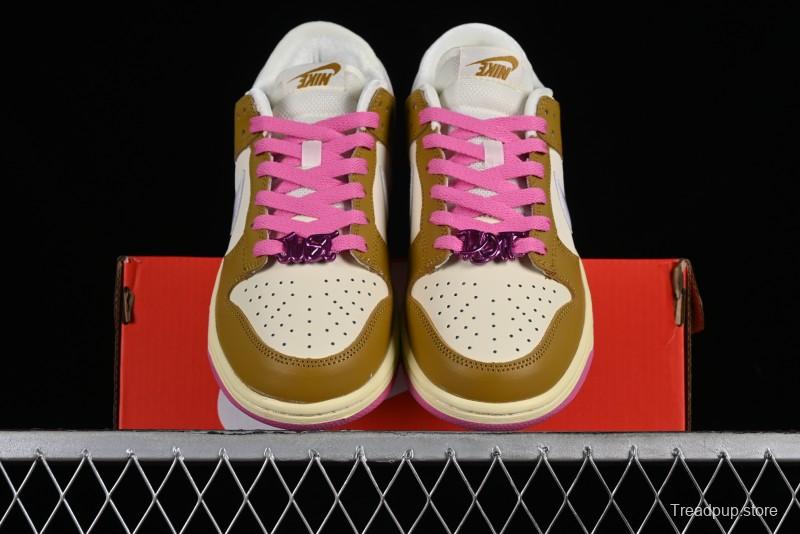 Nike Dunk Low "Just Do It" SB Low-Top Casual Skate Shoes in Coconut Milk and Pink - FD8683-700