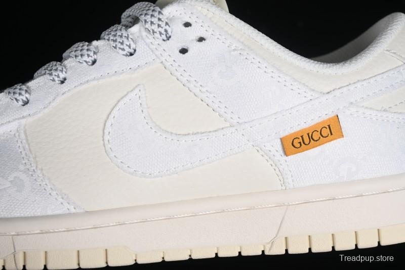 Nike SB Dunk Low Gucci Collaboration - Silver White Pattern Anniversary High-End Custom Low-Top Casual Sneakers BB9676-312