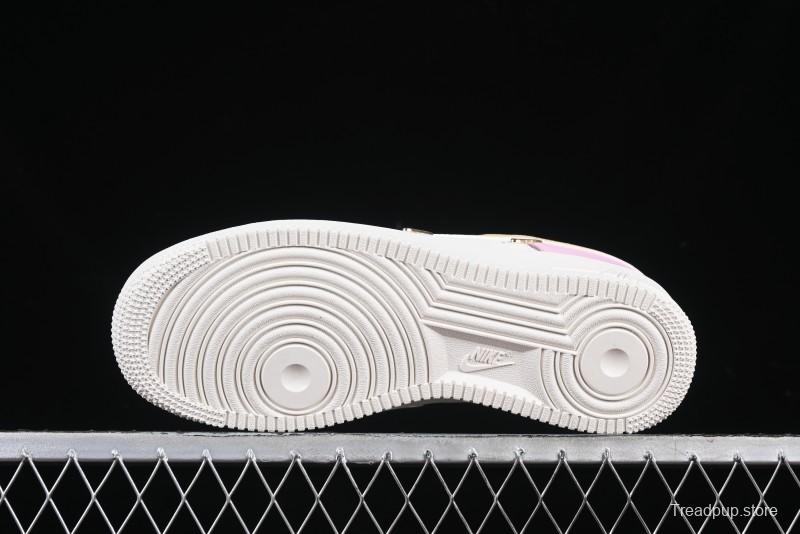 Nike Air Force 1 '07 Low White Pink Swoosh Casual Sneakers - IB2574-600