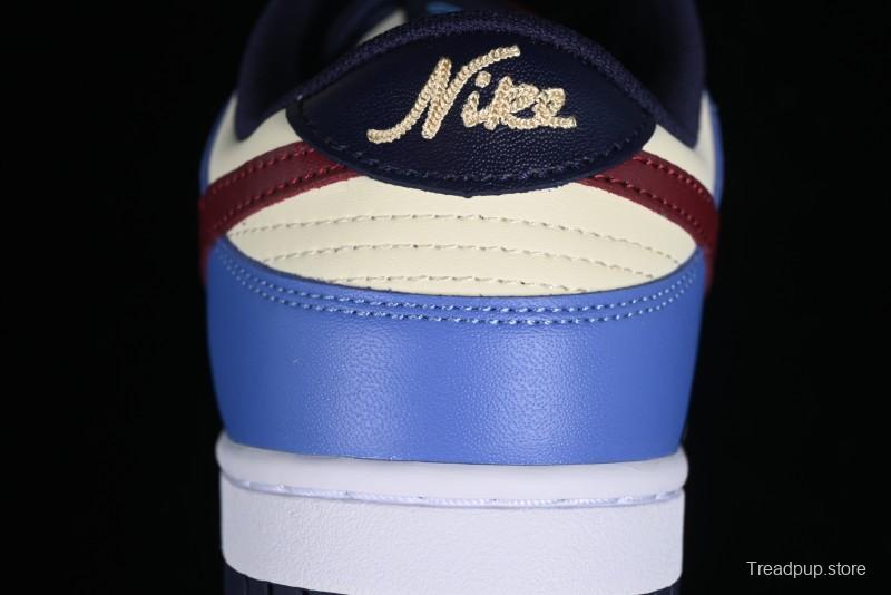 Nike Dunk Low SB Skateboarding Shoes in White Blue Red Colorway - FV8119-161
