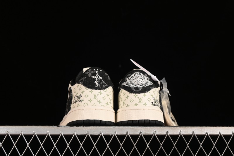 Nike Air Jordan 1 Low OG SP Travis Scott x Fragment Design Black Denim Print Casual Sneakers - SJ2068-005