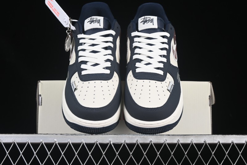 Nike Air Force 1 '07 Low Stussy Collaboration White Blue Chocolate Low-Top Casual Sneakers - KK1988-061