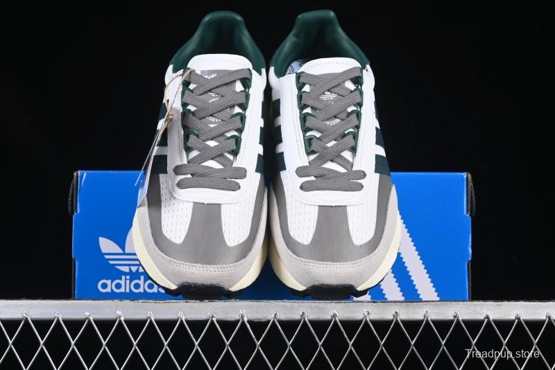 Adidas Retro-Inspired Sneakers - White, Grey & Green with Boost Sole