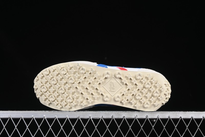 Onitsuka Tiger Vintage Runner Sneakers - White/Grey with Blue & Red Accents