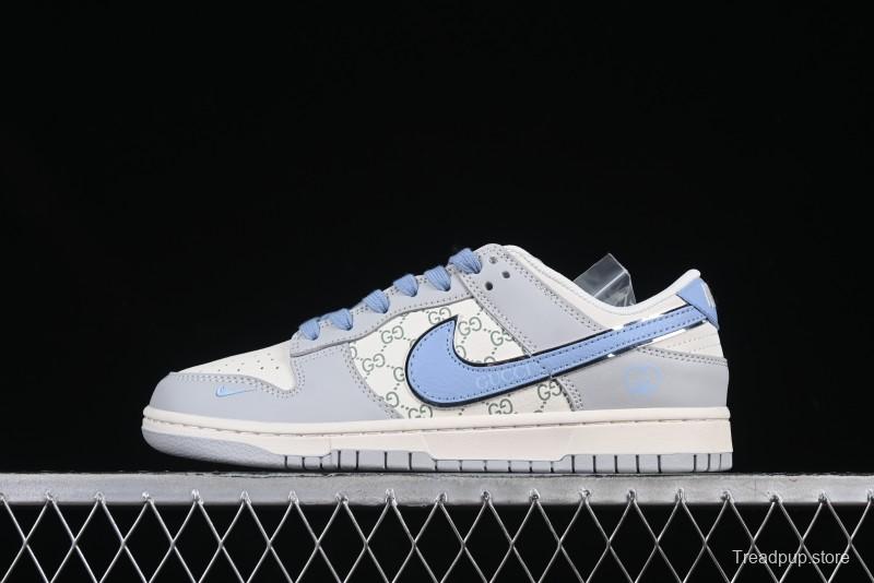 Nike Dunk Low x Gucci Collaboration – Premium Gray & Blue Edition