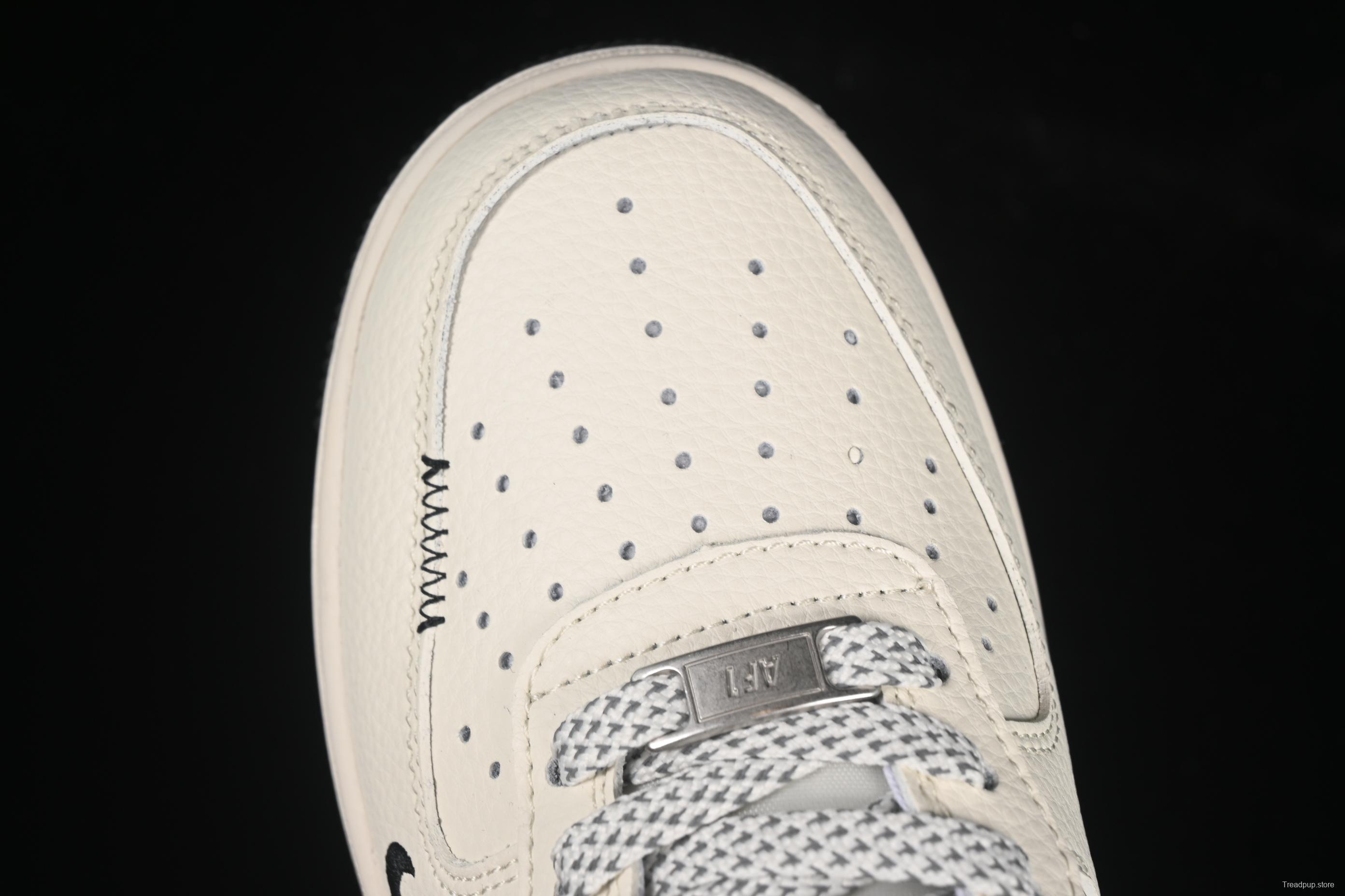 Nike Air Force 1 '07 Low Supreme Collaboration White Black Double Swoosh Casual Sneakers - XS1958-545