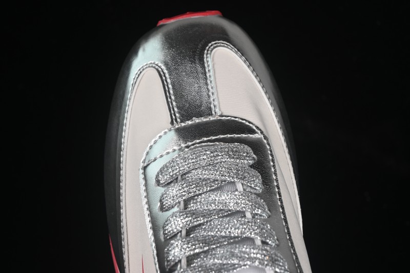 Golden Goose Marathon White Red Silver Comfortable Low-Top Lifestyle Sneakers - H8D4