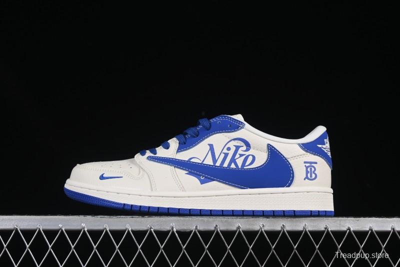 Nike Travis Scott x Fragment Design x Air Jordan 1 Low OG SP AJ1 Burberry Collaboration Low-Top Casual Sneakers - LD2025-007