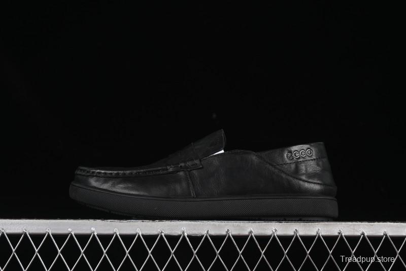 ECCO Soft Moc Summer Genuine Leather Breathable Slip-On Driving Shoes - 63516801001