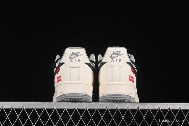 Nike Air Force 1 '07 Low Supreme Collaboration Dual-Tone Grey Black Drawstring Casual Sneakers - DM6868-069