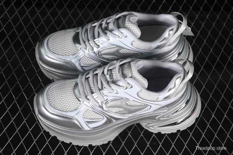 GG-CC Chunky Low Casual Fashion Sneakers with Thick Sole and Height Increasing Design - 2607 Silver