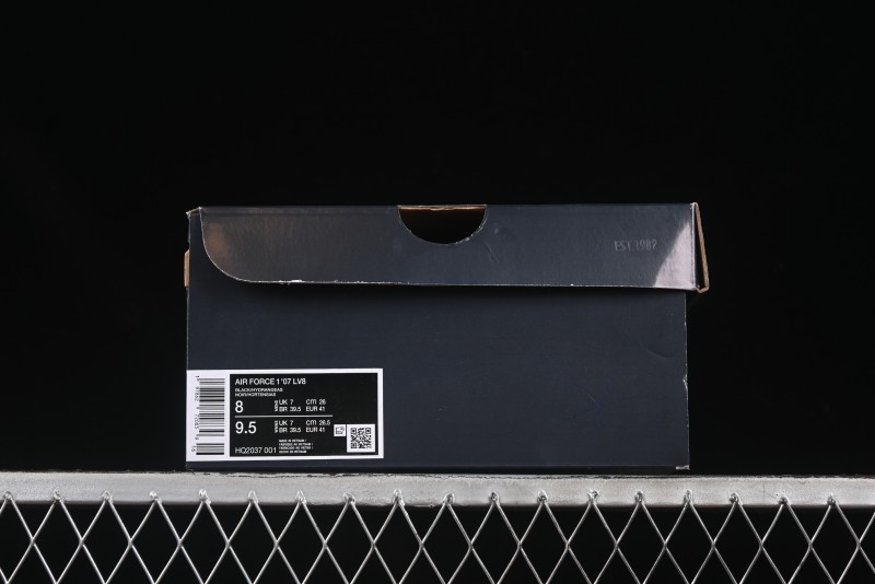 Nike Air Force 1'07 Low Casual Sneakers in Black with Purple Swoosh - HQ2037-001