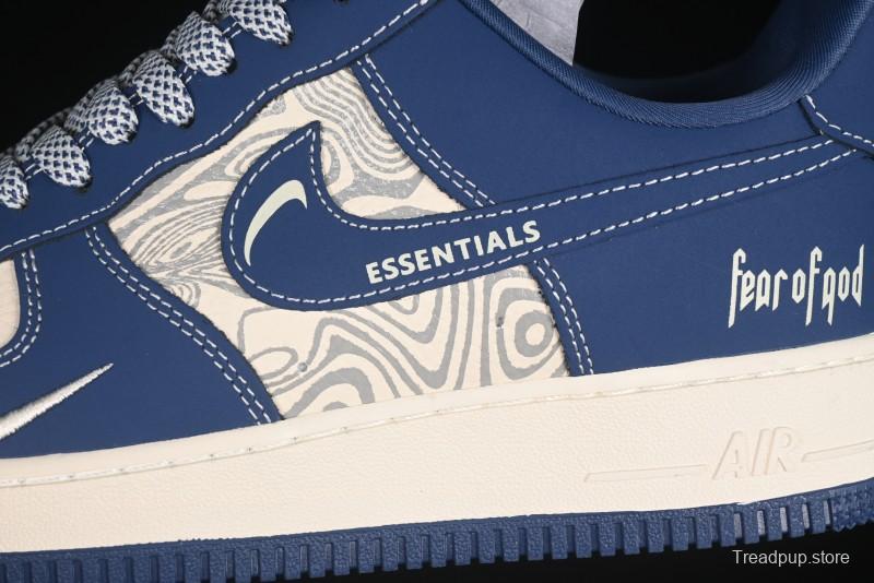 Nike Air Force 1'07 Low FOG Collaboration Beige Blue Ripple Casual Sneakers - KK1988-079