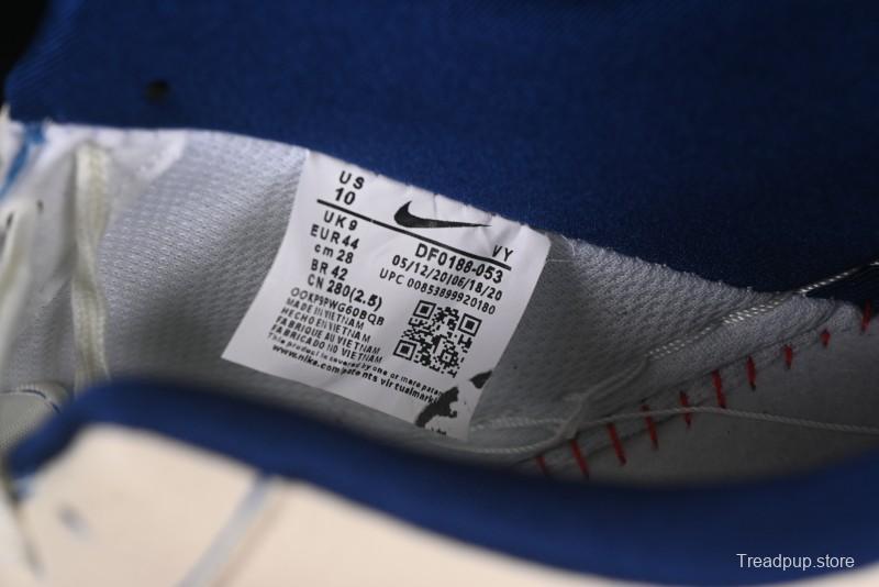 Nike Air Force 1'07 Low Casual Sneakers with Blue Line Ghost Face Design - DF0188-053