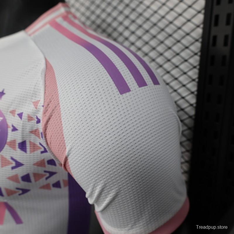Player Version 2025 Algeria White-Pink with Geometric Pattern Jersey