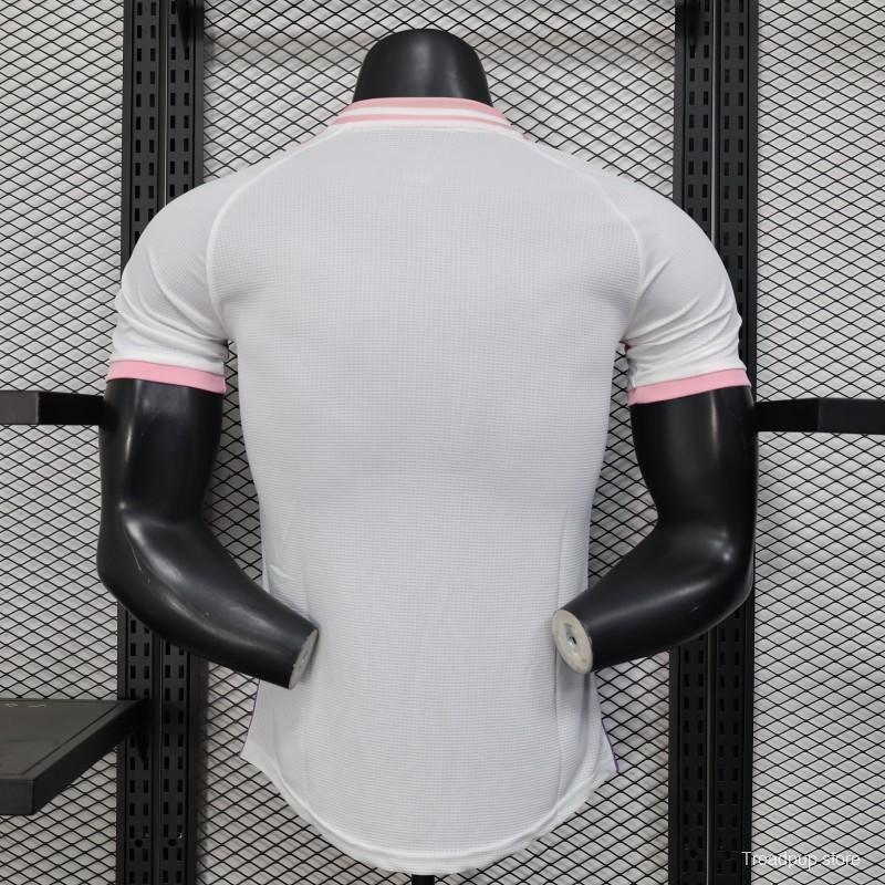 Player Version 2025 Algeria White-Pink with Geometric Pattern Jersey