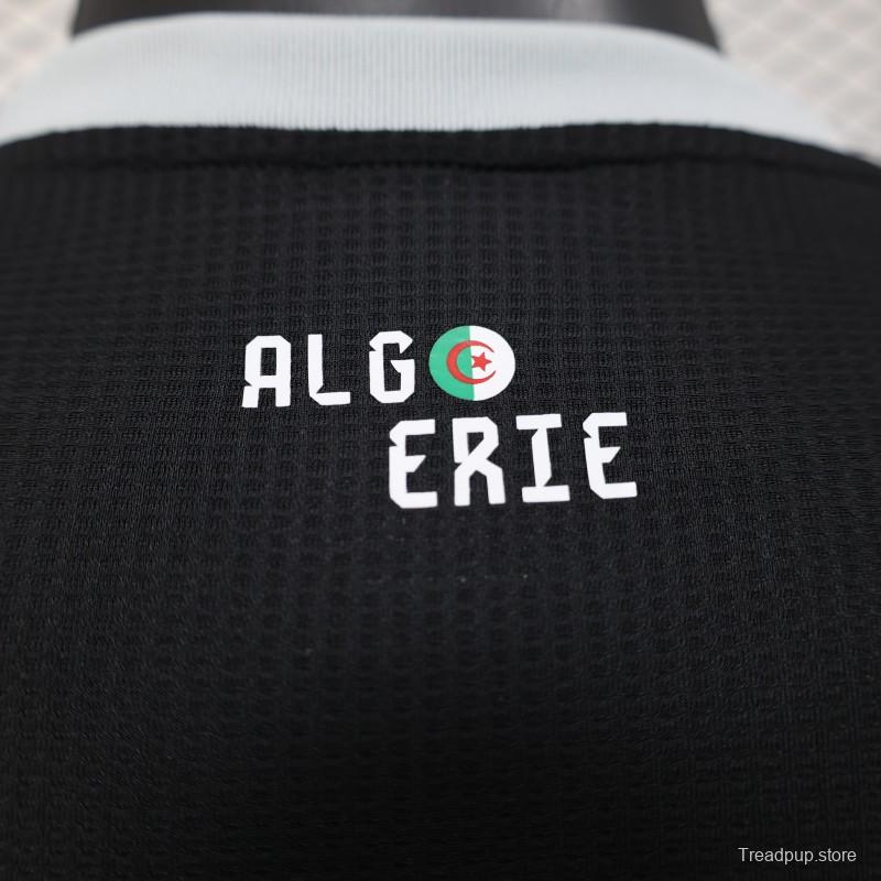 Player Version 2025 Algeria Black with White Arabic Sponsor Jersey