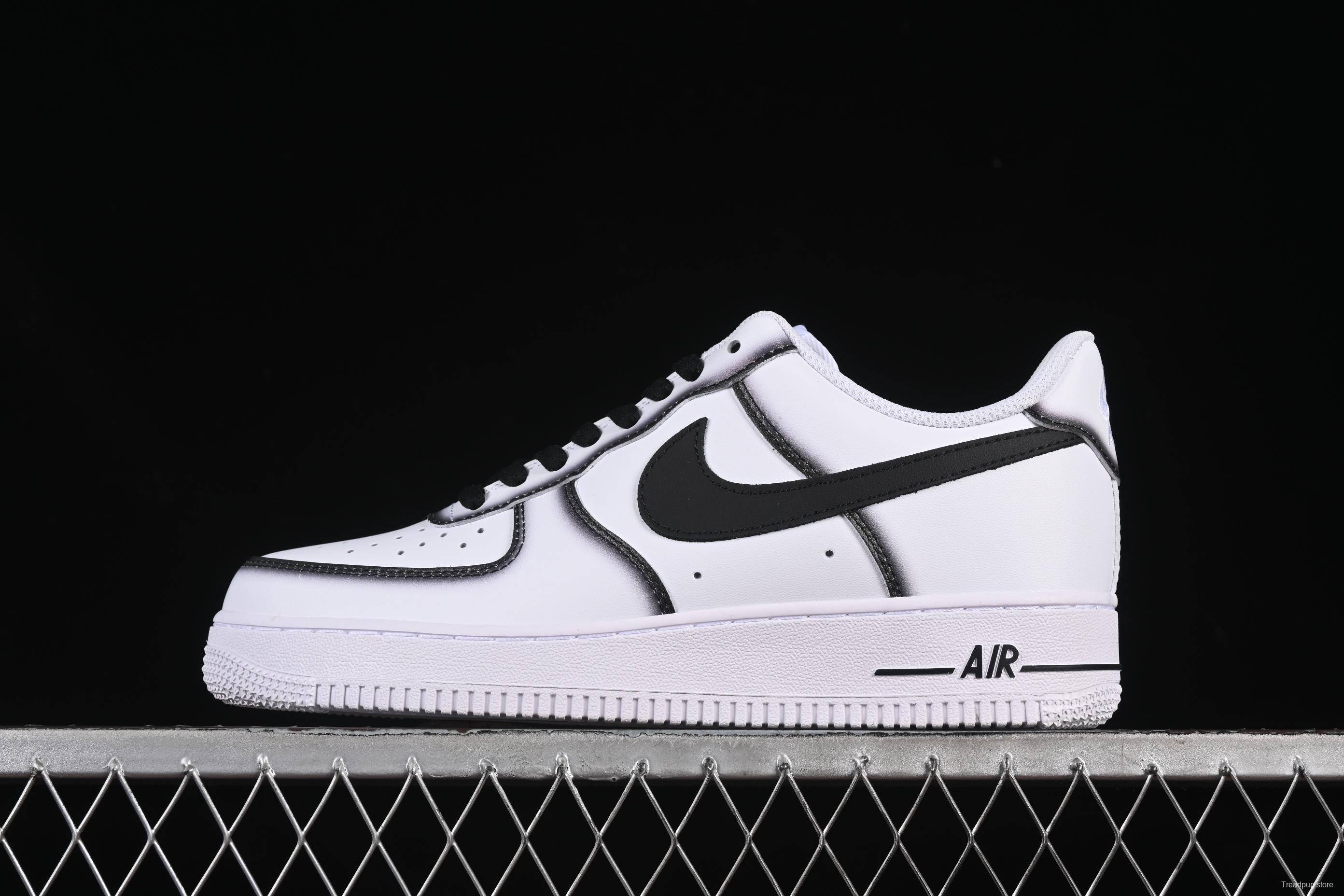 Nike Air Force 1'07 Low Casual Sneakers with Black Border, Green Swoosh & Gold Embroidery - ZH0316-075