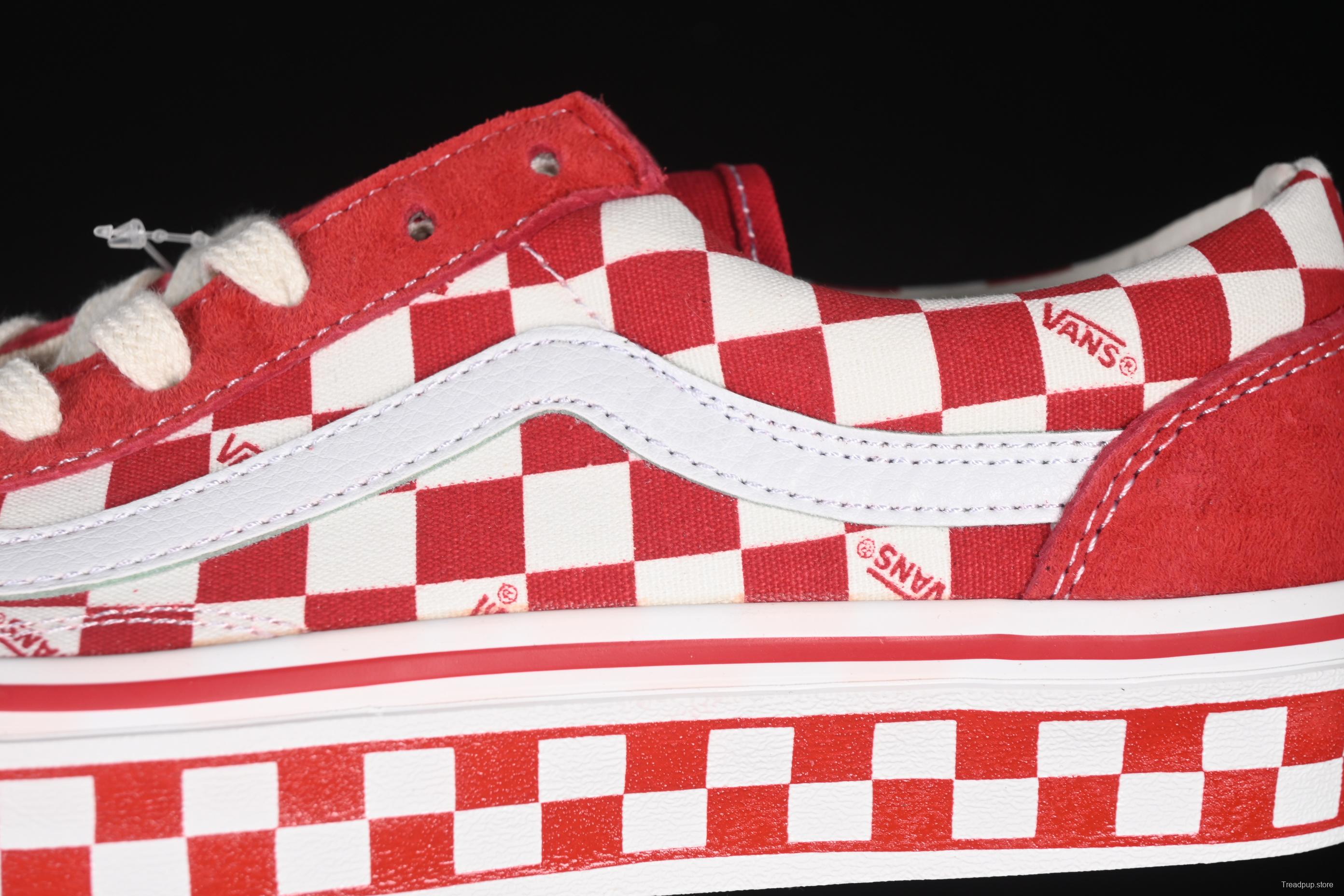 Vans Old Skool 36 LX-BMX Classic Skate Shoes in White Red Checkerboard - VN000D57ERM