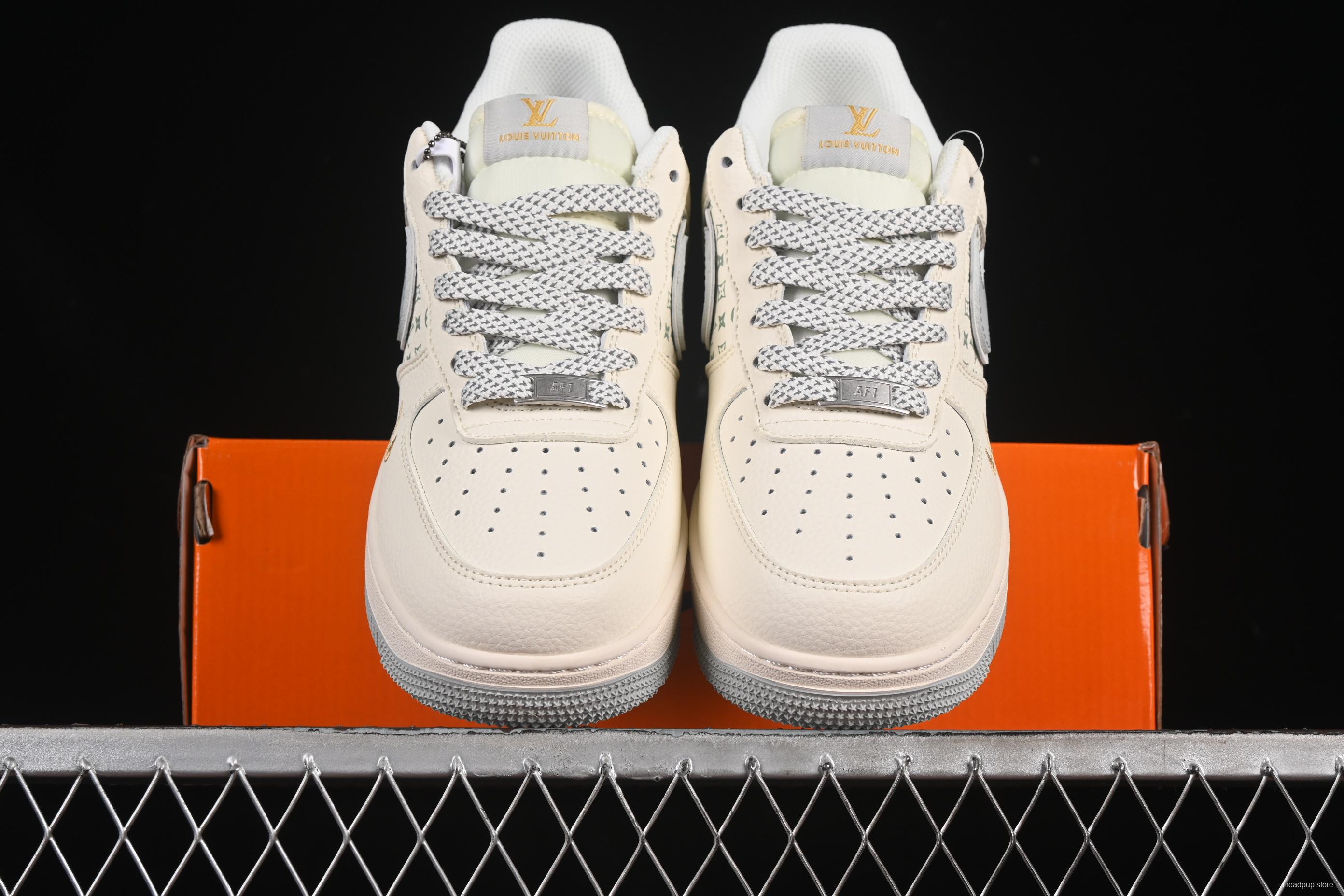 Nike Air Force 1'07 Low LV Collaboration Print Small Gold Swoosh Casual Sneakers - XX3168-159