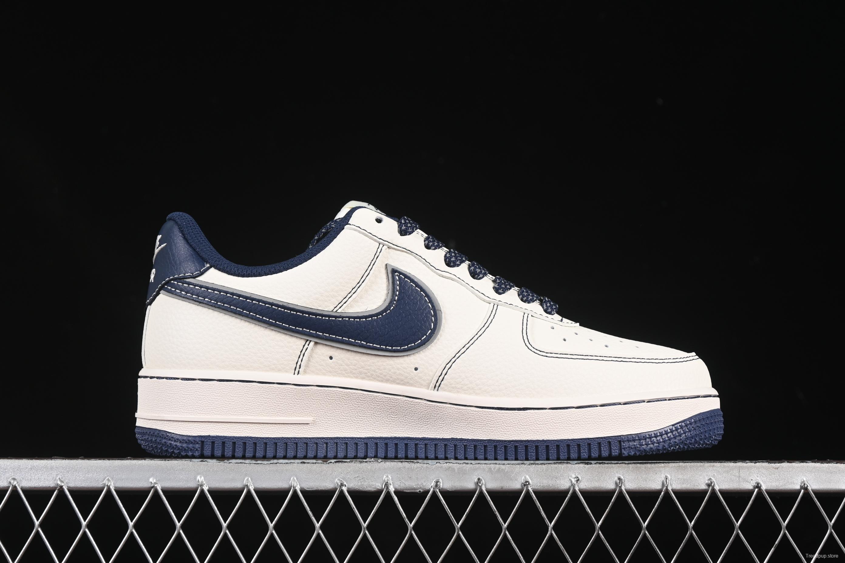 Nike Air Force 1 '07 Low Stussy Collaboration Dark Blue Mini Swoosh Casual Sneakers - HH7518-061
